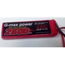 G-MAX POWER 2600Mah 45C 11.1V 3S1P LIPO BATTERY